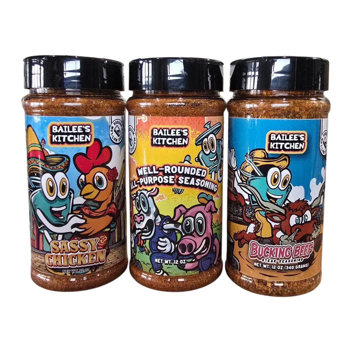 Ranch House bundle: Sassy Chicken, Well Rounded and Bucking Beef low-sodium seasonings