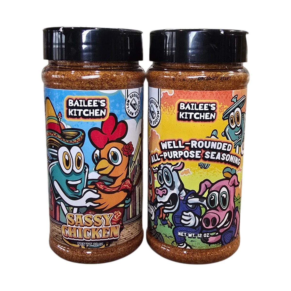 Sassy But Classy seasoning duo: Sassy Chicken and Well Rounded bottles